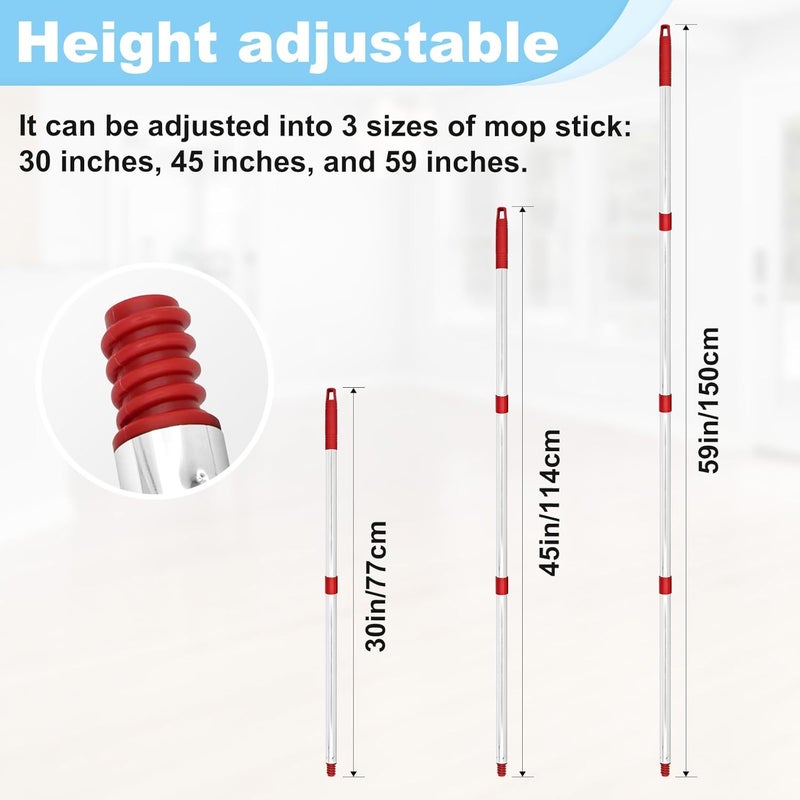 Hezane Mop Handle for Ocedar,Spin Mop Replacement Handle Compatible with O Cedar, American Threaded Joint Mop Handle 4-Section 30-to-58 inch Mop Replacement Stick - Image 2